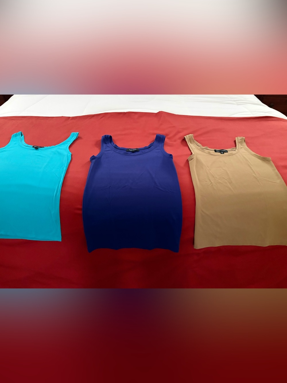 ✨Karen Kane Nylon Spandex Tank Tops Camel, Turquoise & Iris Bundle Size M/$15!!✨